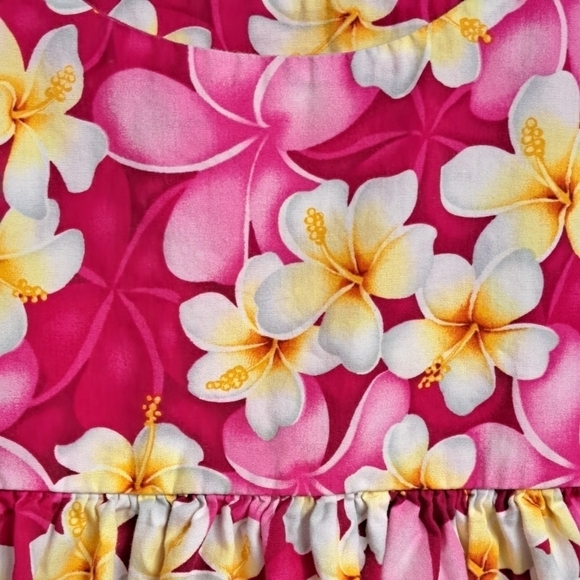Girl's Pacific Legend Hibiscus  Plumeria Hawaiian Bungee Dress    Size 7/8 - Picture 2 of 5